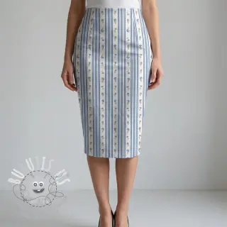 Tissu coton Fine flowers STRIPE blue