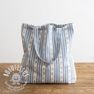 Tissu coton Fine flowers STRIPE blue