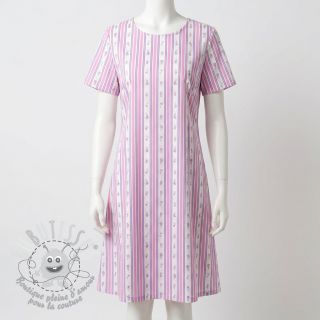 Tissu coton Fine flowers STRIPE purple