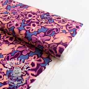 Viscose STRETCH Flowers Junie purple
