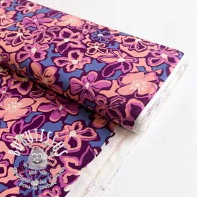 Viscose STRETCH Flowers Junie purple