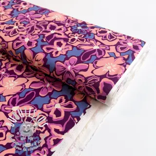 Viscose STRETCH Flowers Junie purple