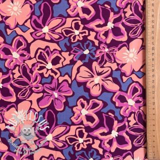 Viscose STRETCH Flowers Junie purple