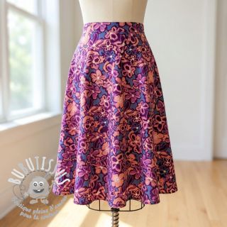 Viscose STRETCH Flowers Junie purple