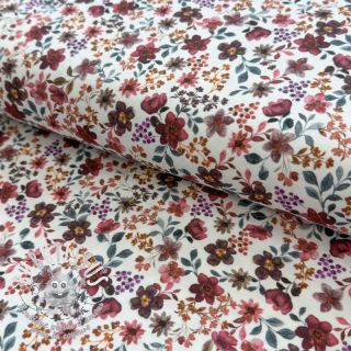 Jersey Flowers burgundy digital print ORGANIC