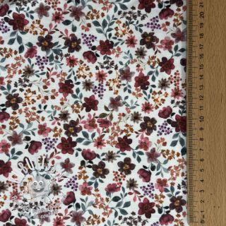 Jersey Flowers burgundy digital print ORGANIC
