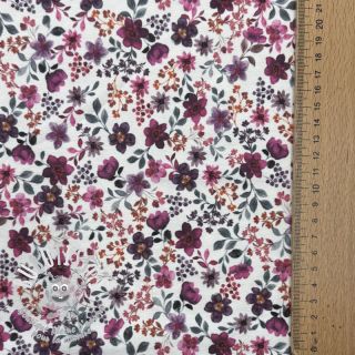 Jersey Flowers fuchsia digital print ORGANIC