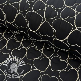Tissu matelassé EMBROIDERY Hearts black