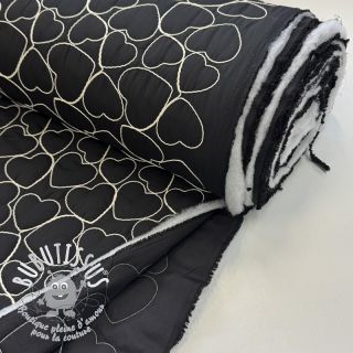 Tissu matelassé EMBROIDERY Hearts black