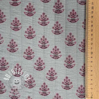 Tissu double gaze/mousseline STEPPED Flowers mauve