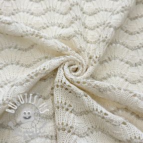 Tissu maille tricot jacquard LUREX ecru
