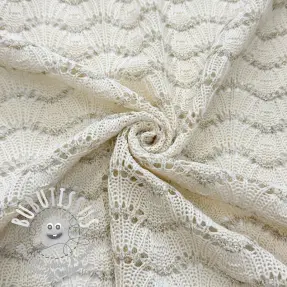 Tissu maille tricot jacquard LUREX ecru