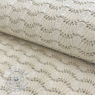 Tissu maille tricot jacquard LUREX ecru