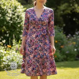 Viscose STRETCH Flowers Junie black