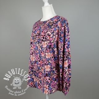 Viscose STRETCH Flowers Junie black