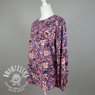 Viscose STRETCH Flowers Junie black