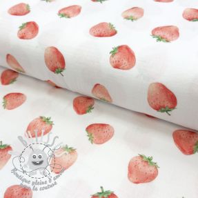 Tissu double gaze/mousseline Strawberries digital print