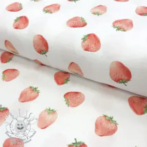 Tissu double gaze/mousseline Strawberries digital print