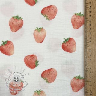 Tissu double gaze/mousseline Strawberries digital print