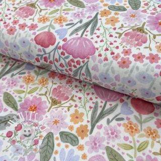 Tissu double gaze/mousseline Flowers pink dream digital print