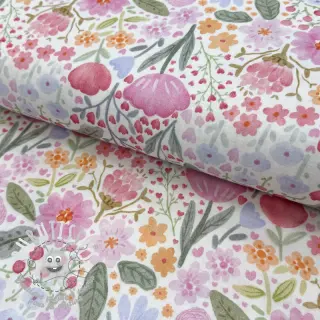 Tissu double gaze/mousseline Flowers pink dream digital print
