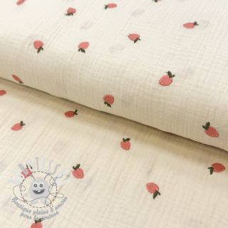 Tissu double gaze/mousseline EMBROIDERY Fruit peach SIMPLY NATURAL