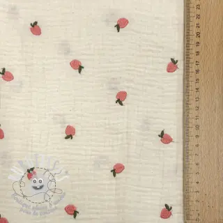Tissu double gaze/mousseline EMBROIDERY Fruit peach SIMPLY NATURAL