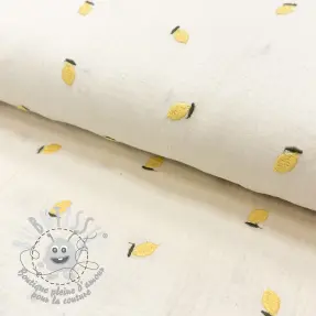 Tissu double gaze/mousseline EMBROIDERY Fruit yellow SIMPLY NATURAL