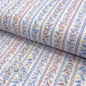 Tissu double gaze/mousseline Leaves in stripes digital print ORGANIC