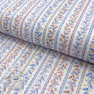 Tissu double gaze/mousseline Leaves in stripes digital print ORGANIC