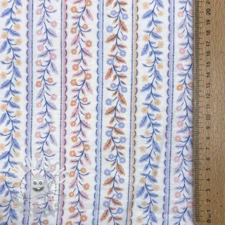 Tissu double gaze/mousseline Leaves in stripes digital print ORGANIC