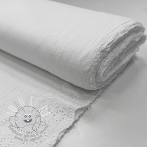 Tissu double gaze/mousseline BORDER Helene white