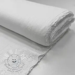 Tissu double gaze/mousseline BORDER Helene white