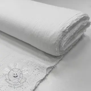 Tissu double gaze/mousseline BORDER Helene white