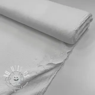 Tissu double gaze/mousseline BORDER Helene white