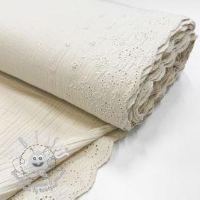 Tissu double gaze/mousseline BORDER Helene natural