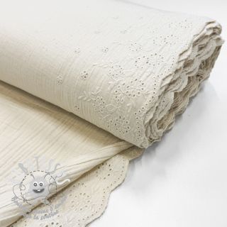 Tissu double gaze/mousseline BORDER Helene natural