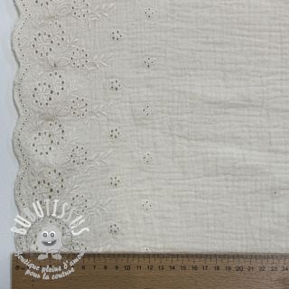 Tissu double gaze/mousseline BORDER Helene natural