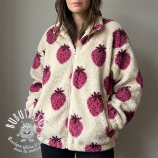 Tissu de manteau TEDDY JACQUARD Strawberries
