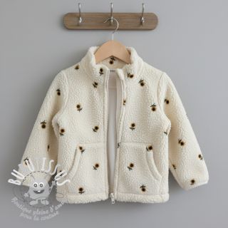 Tissu de manteau TEDDY JACQUARD EMBROIDERY Sunflower