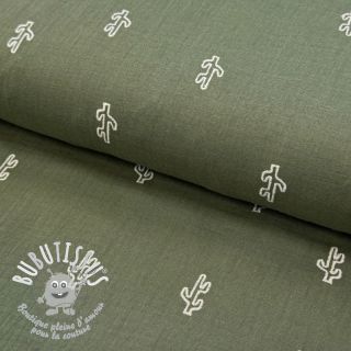 Tissu double gaze/mousseline EMBROIDERY Cactus green