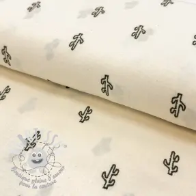 Tissu double gaze/mousseline EMBROIDERY Cactus SIMPLY NATURAL