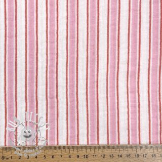 Tissu double gaze/mousseline YARN DYED Stripe in stripe pink