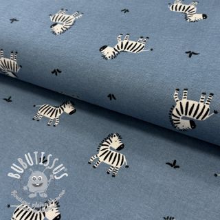 Tissu coton FLANNEL Zebras blue