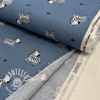 Tissu coton FLANNEL Zebras blue