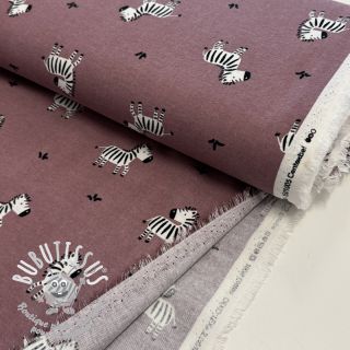 Tissu coton FLANNEL Zebras mauve