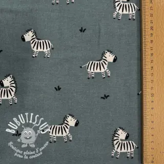 Tissu coton FLANNEL Zebras green