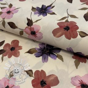 Tissu coton VISCOSE Flowers offwhite digital print