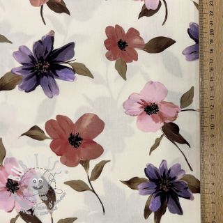 Tissu coton VISCOSE Flowers offwhite digital print