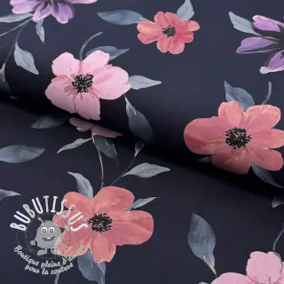 Tissu coton VISCOSE Flowers navy digital print